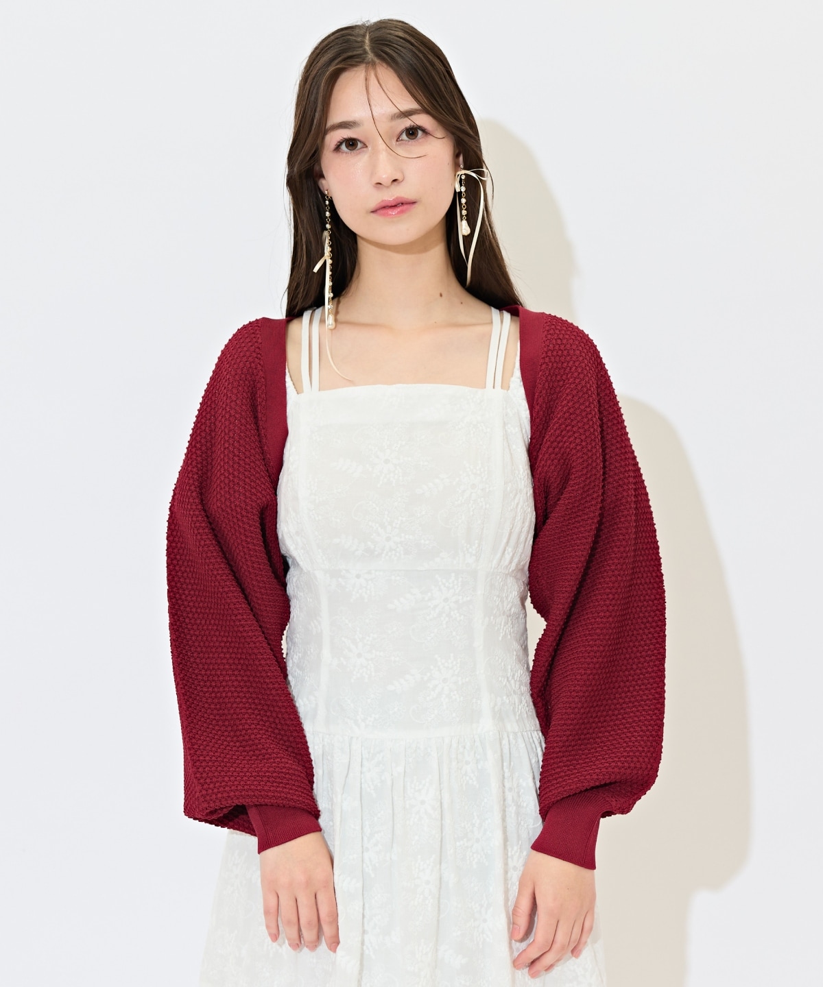 ショート丈柄編みボレロ