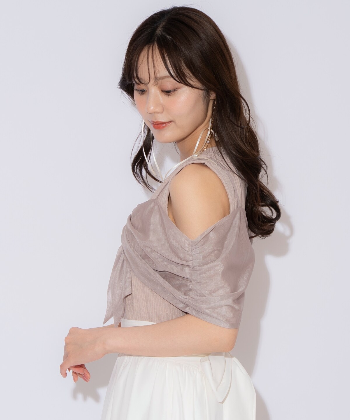 リボンレイヤードカットトップス