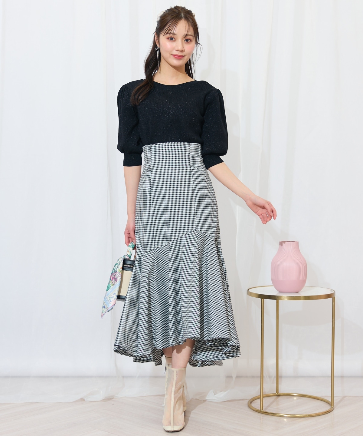 2WAYリボンラメニットプルオーバー