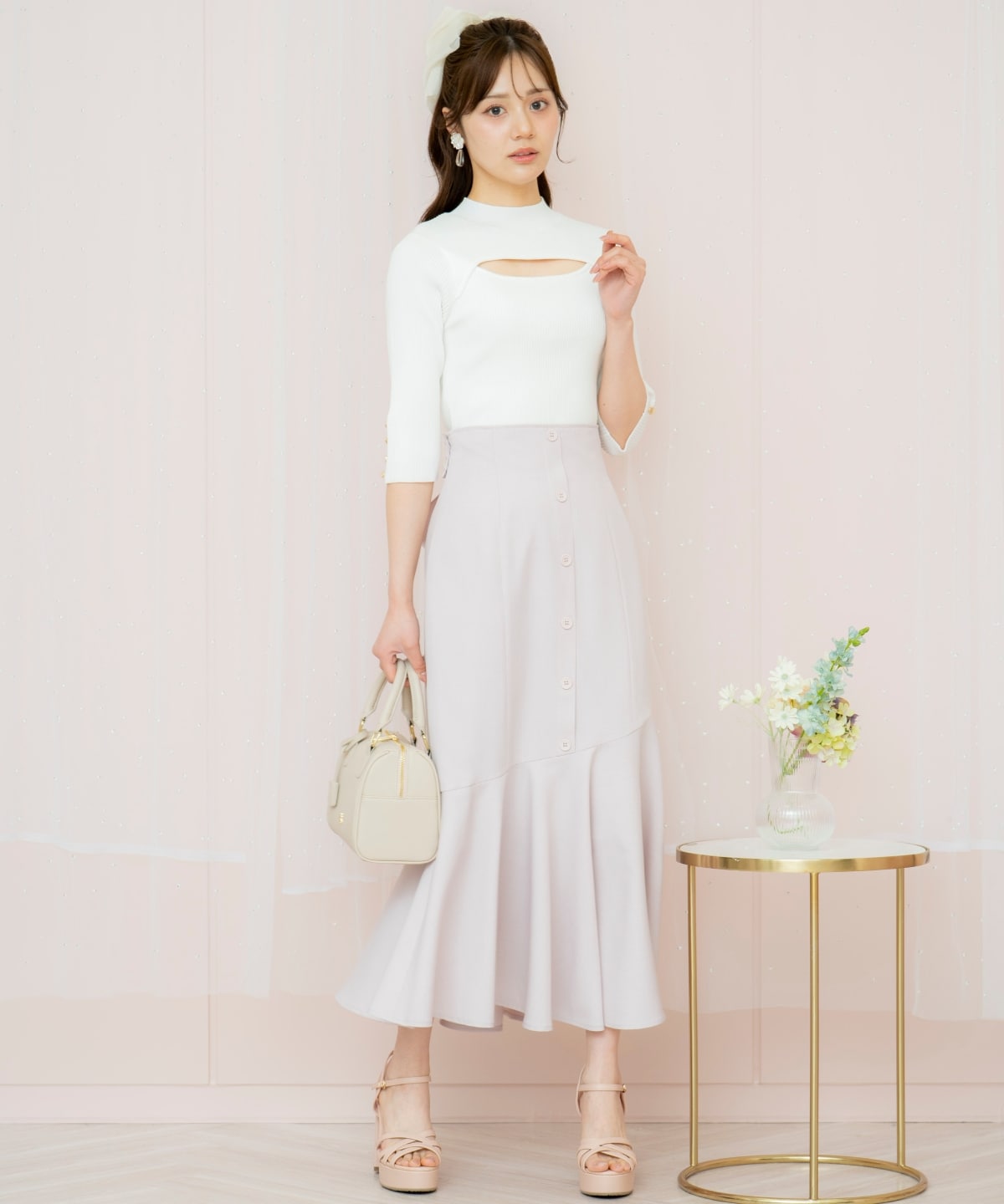 デコルテオープンハイネックプルオーバー