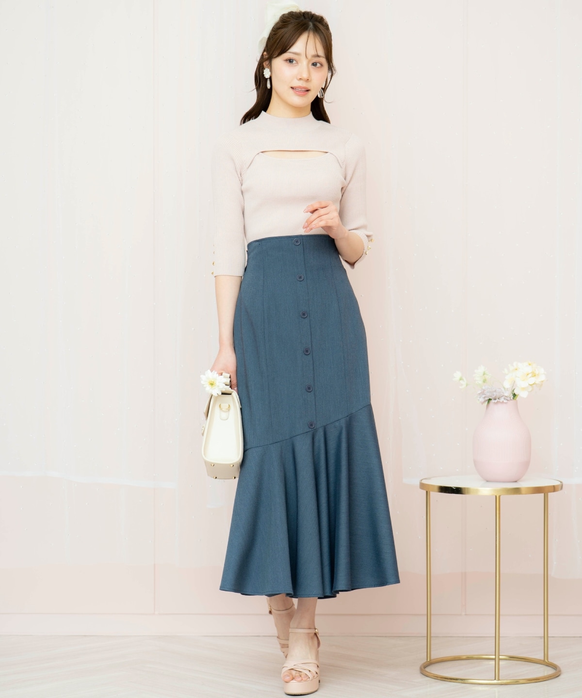 デコルテオープンハイネックプルオーバー