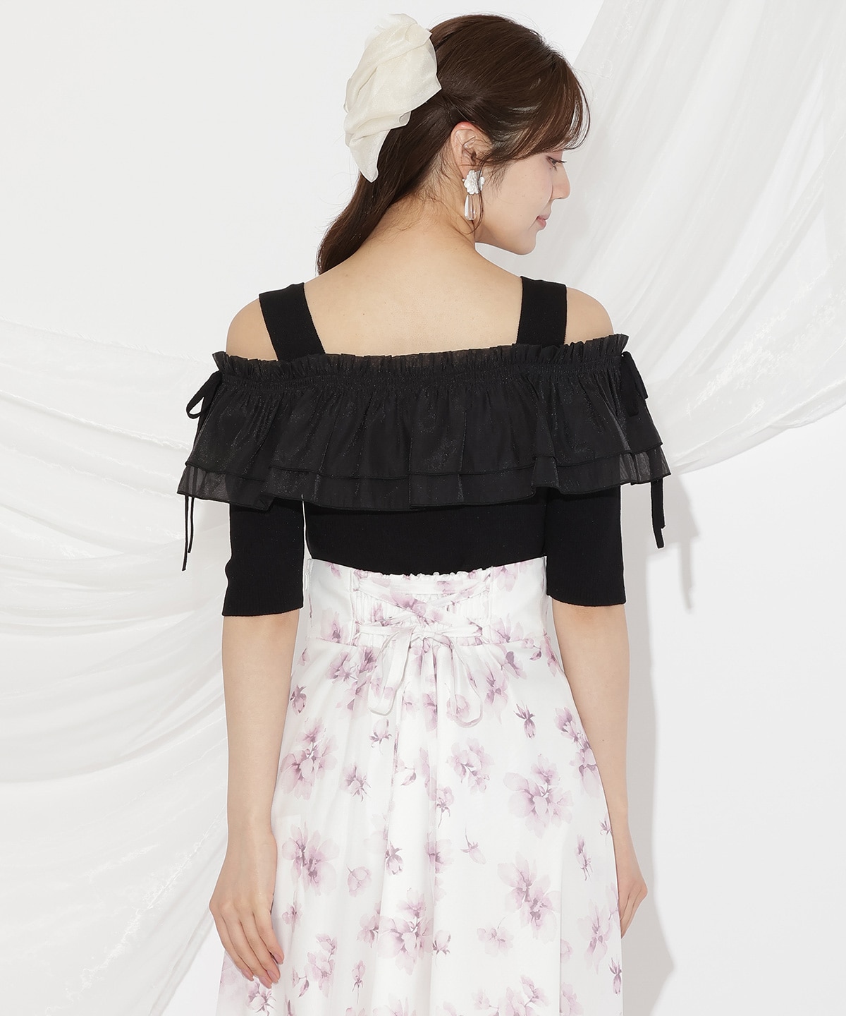 シアーボリュームフリルニットプルオーバー