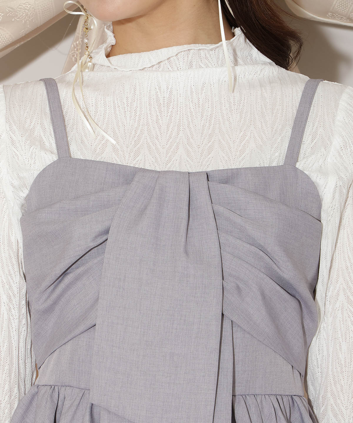 リボンペプラムビスチェ