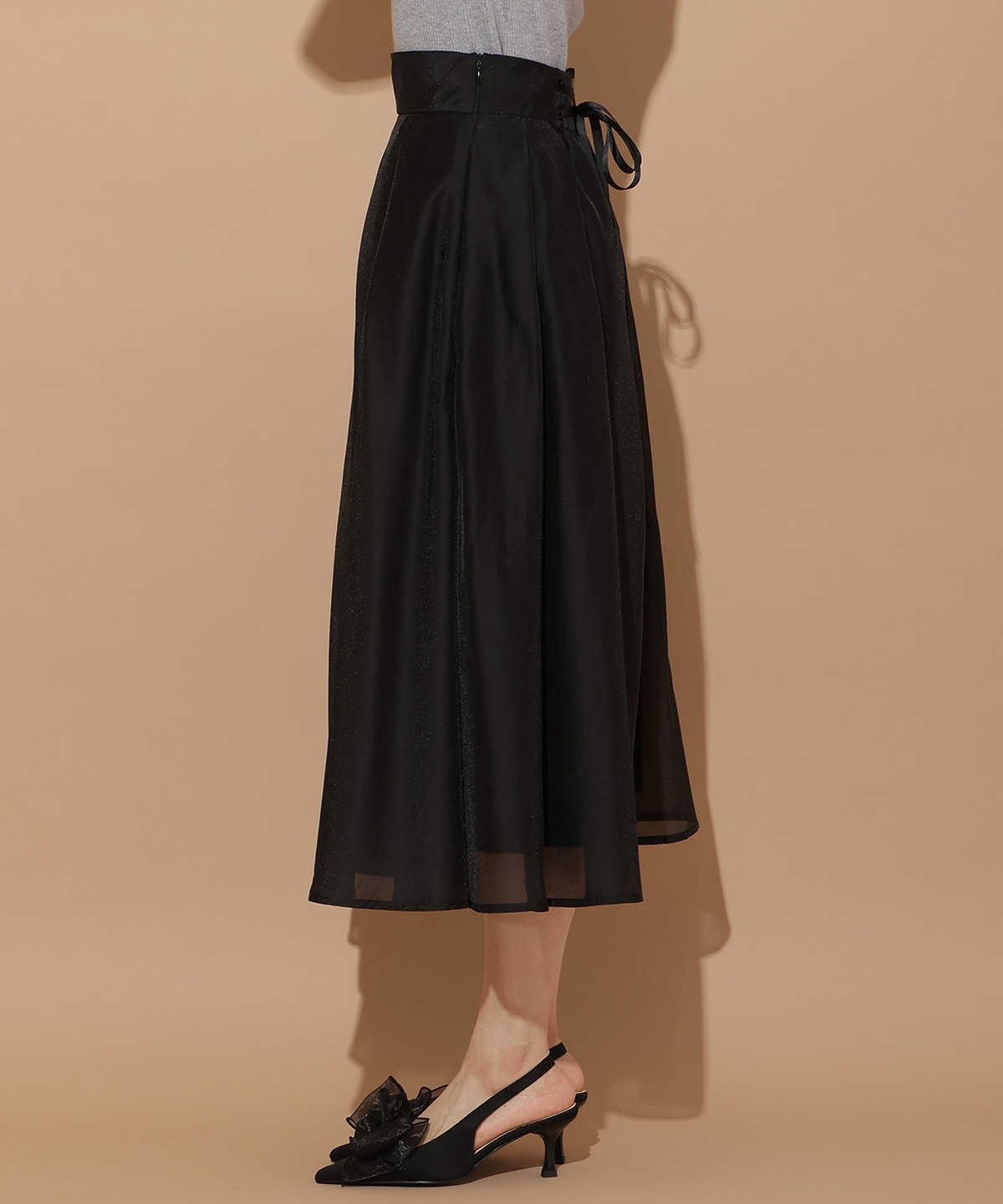 オーガンジータックフレアスカート