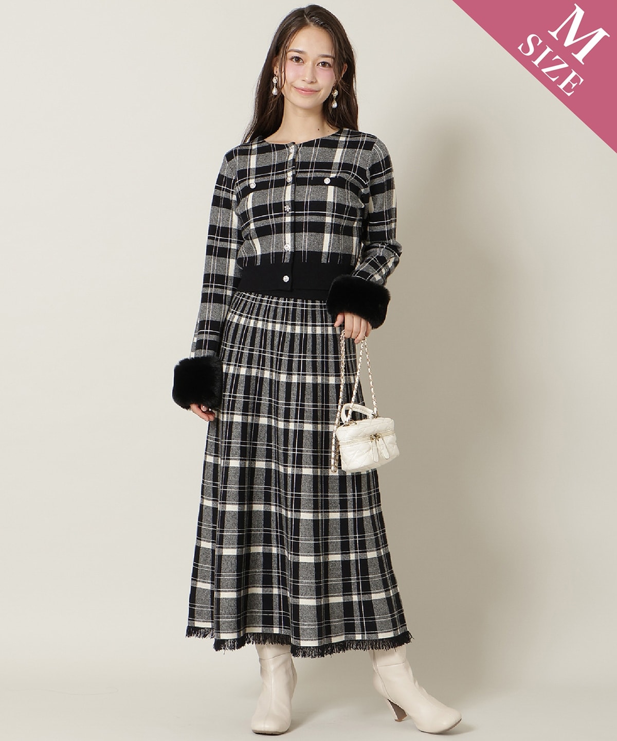 【10/17(fri)12時発売】チェック柄ニットフレアスカート