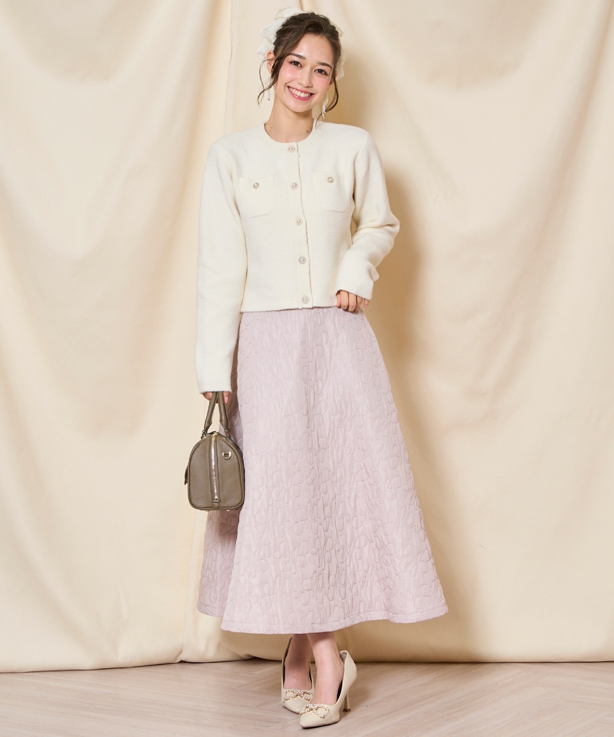 キルティングボリュームフレアスカート