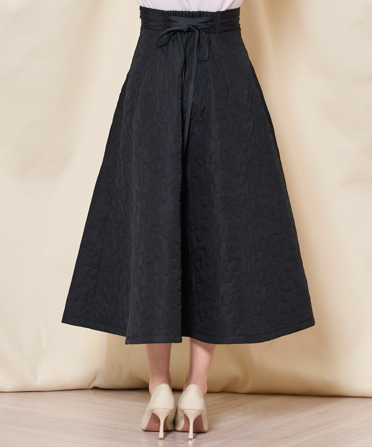 キルティングボリュームフレアスカート