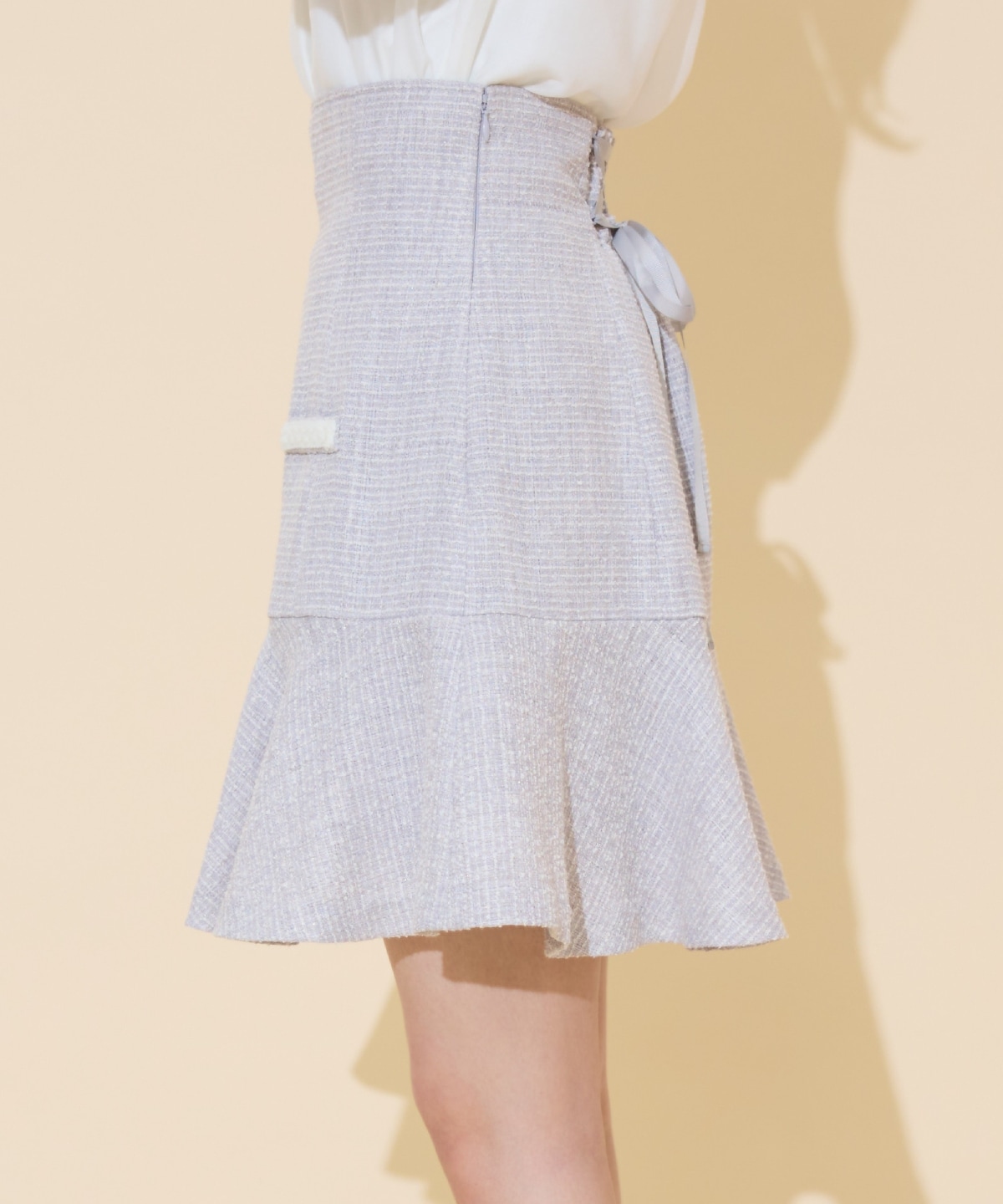 ブレードデザインツイードミニスカート