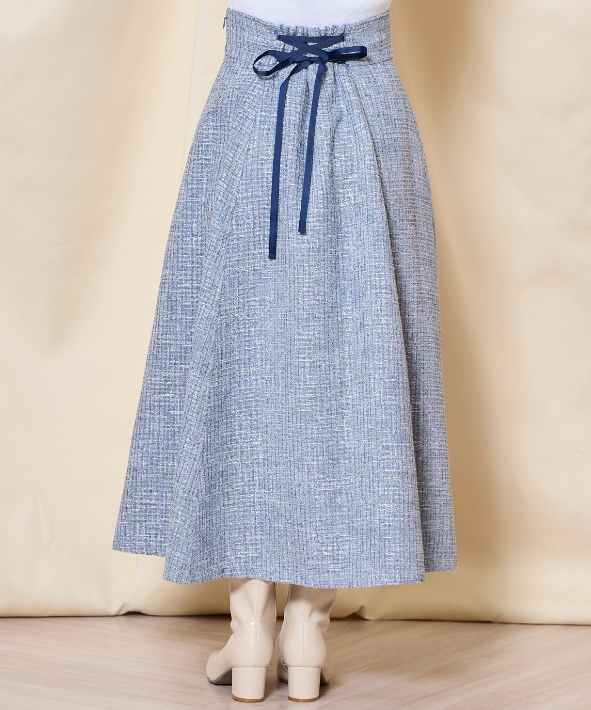 【ツイードセットアップシリーズ】ツイードフレアスカート
