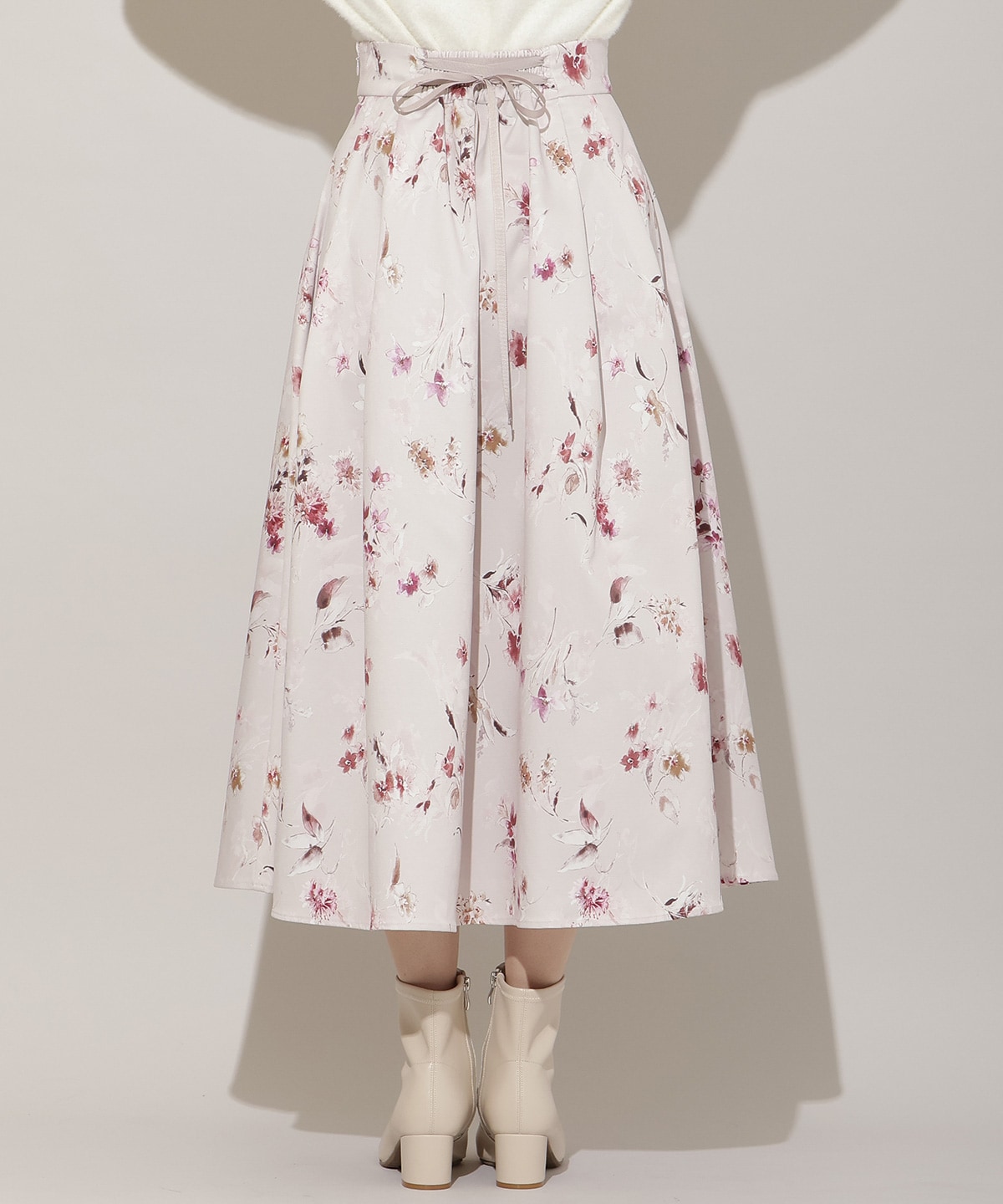 フラワープリントボリュームタックスカート