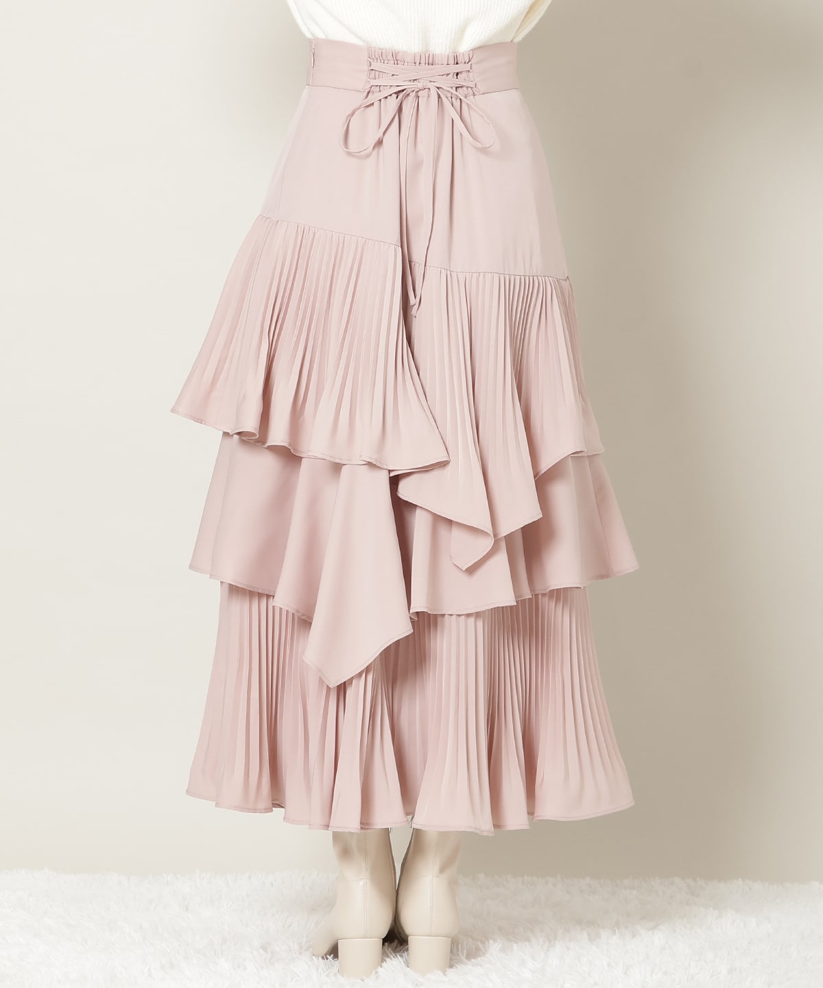 プリーツシフォンティアードスカート