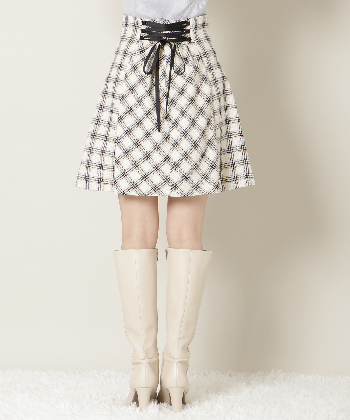 ビットデザインツイードミニスカート