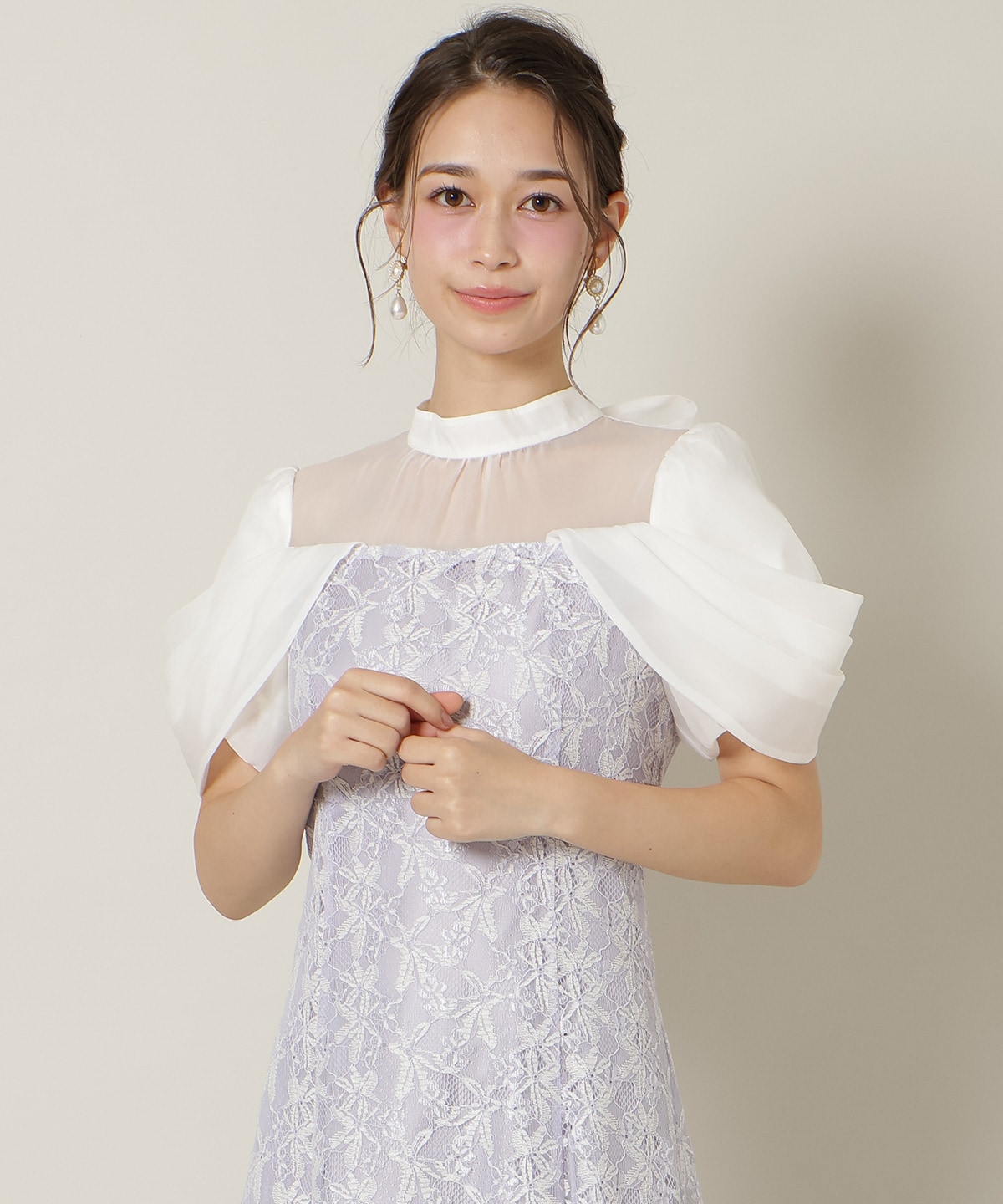 【再入荷予約受付中】シアーベールレースワンピース