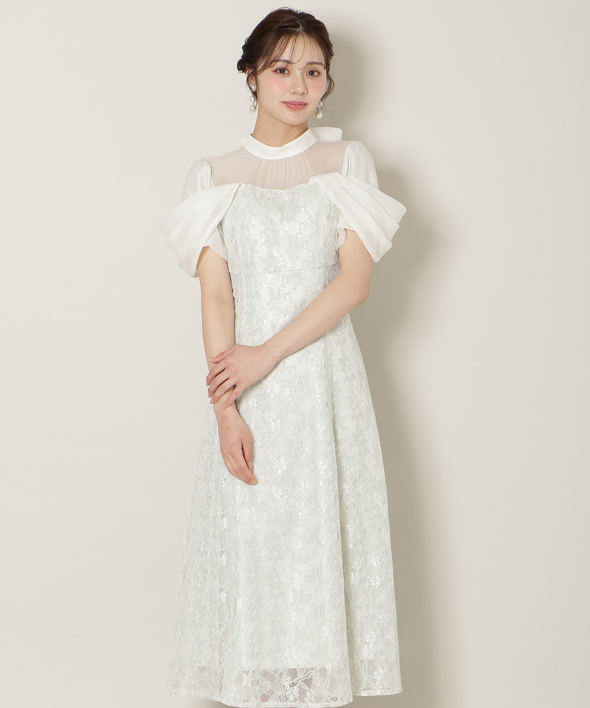 【新色追加】シアーベールレースワンピース