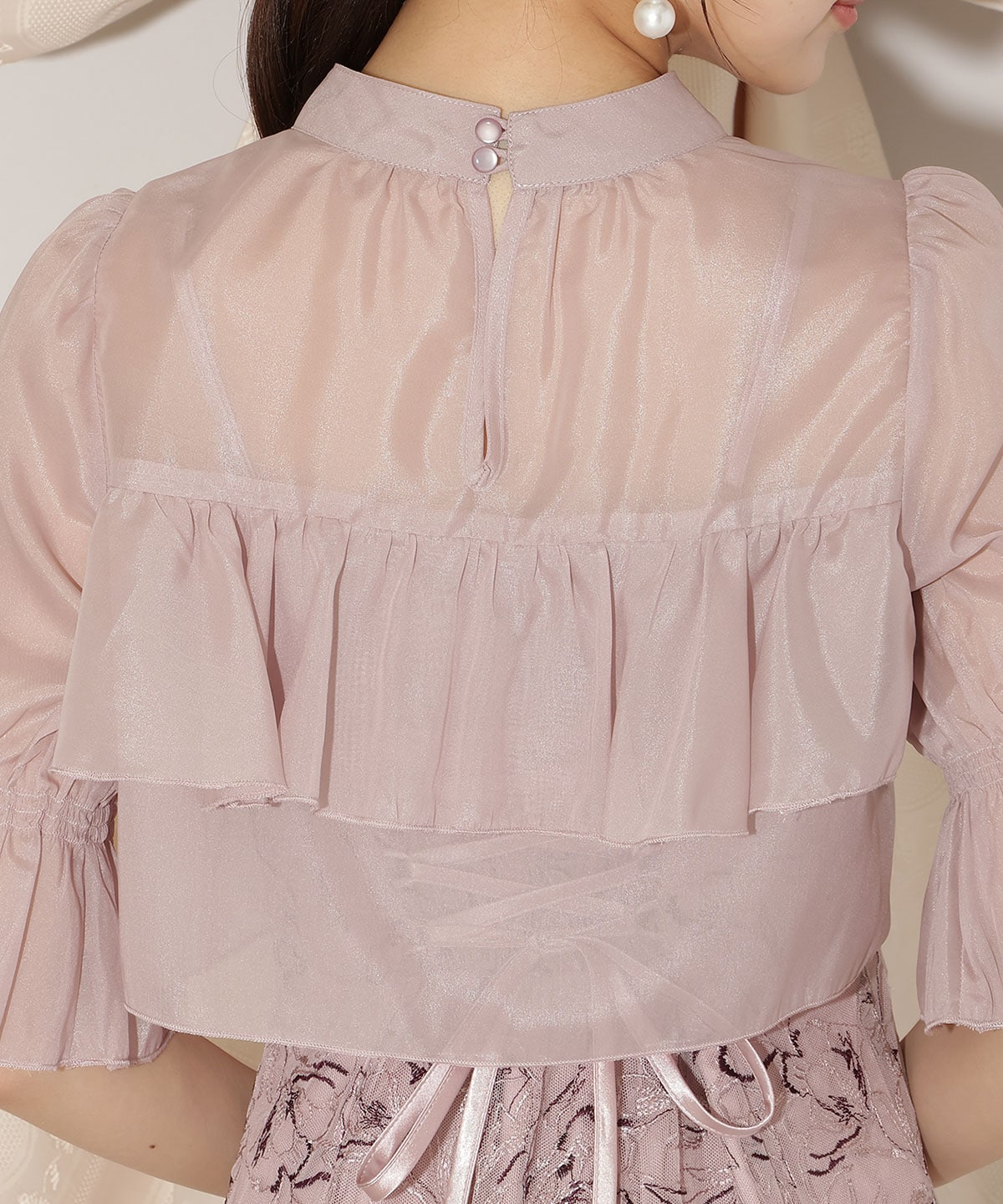 フリル切り替えシフォンブラウス