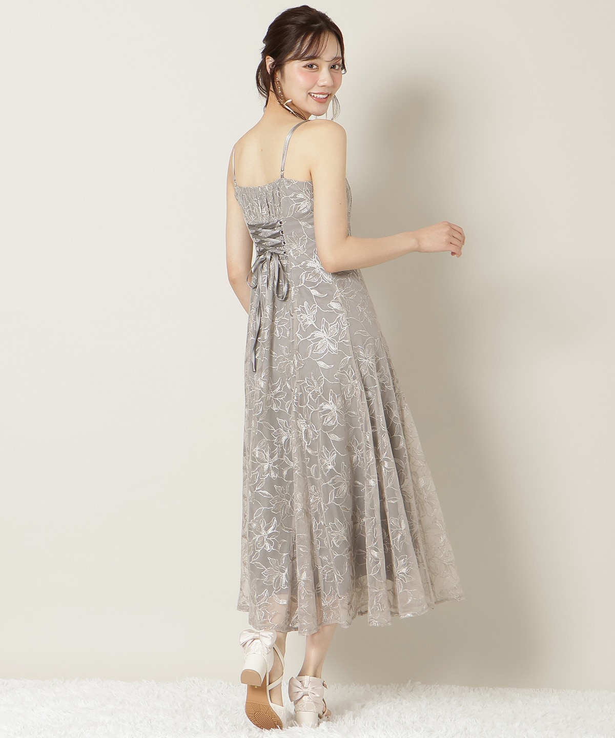 フラワーレースキャミワンピース