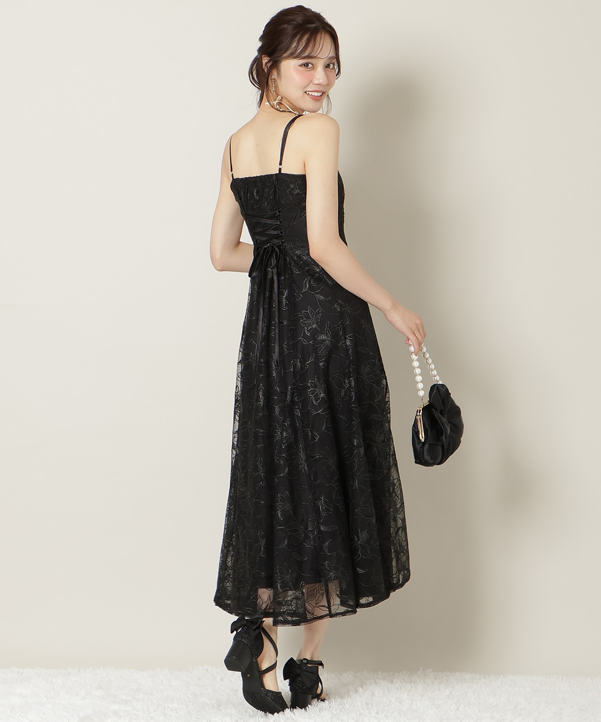 フラワーレースキャミワンピース