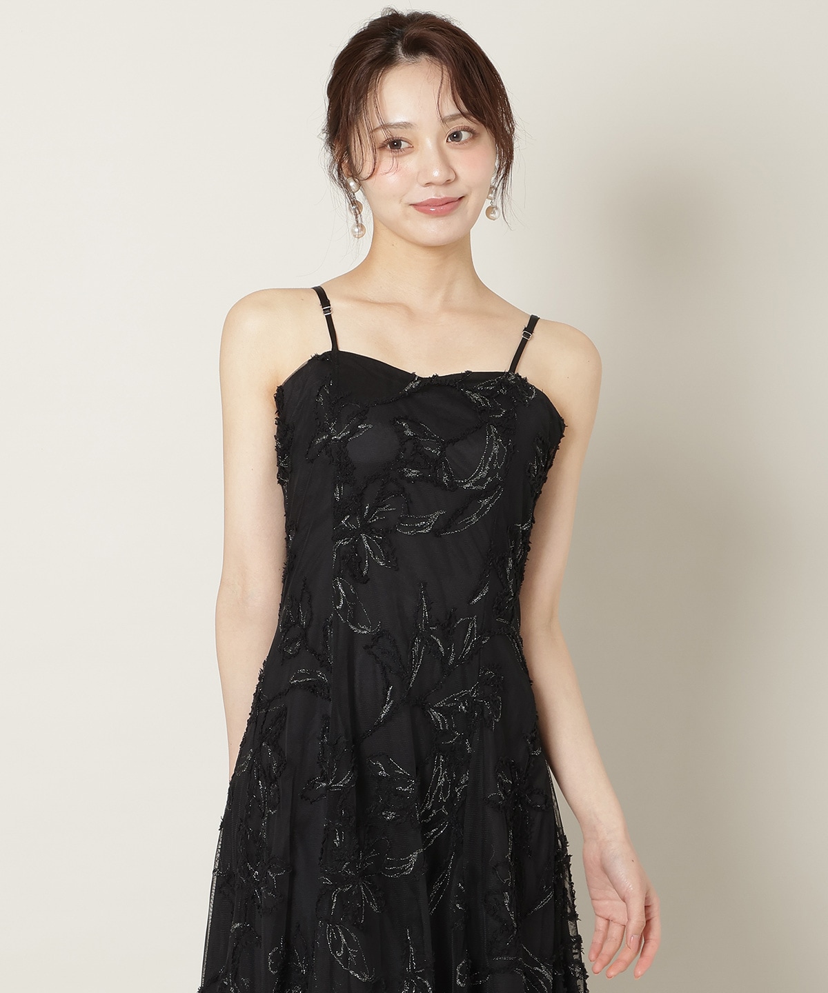 刺繍レースキャミワンピース