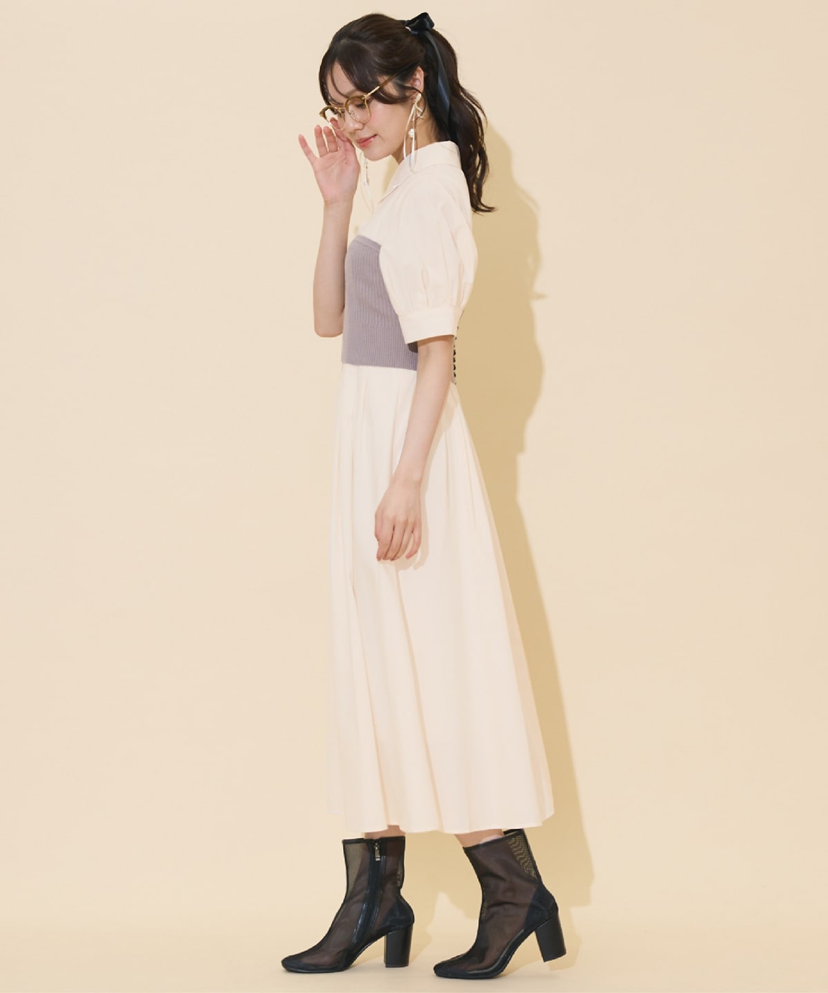 ビスチェレイヤードタックシャツワンピース