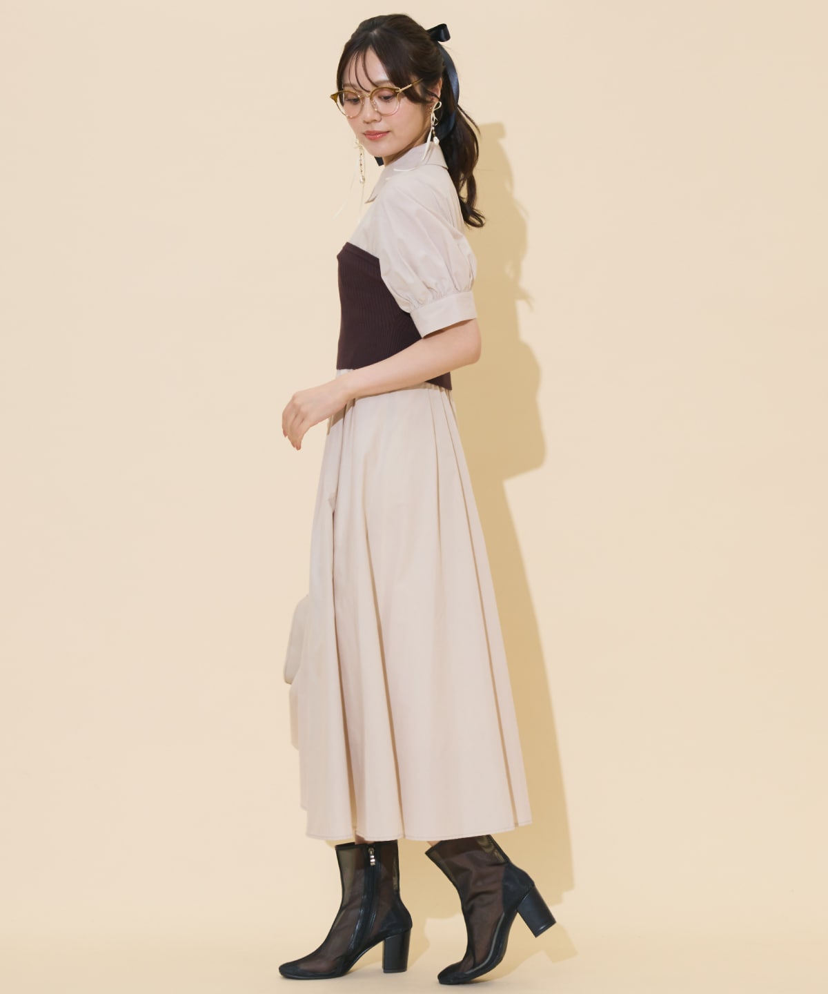 ビスチェレイヤードタックシャツワンピース