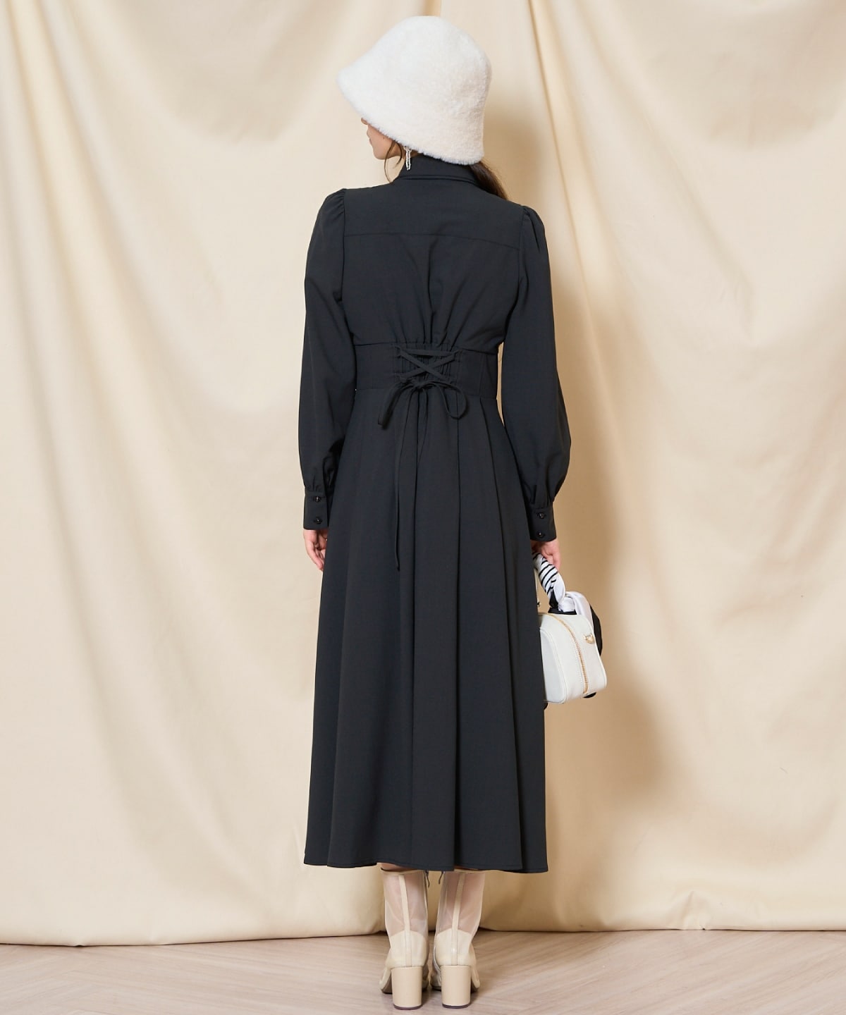 リボンタイコルセットシャツワンピース