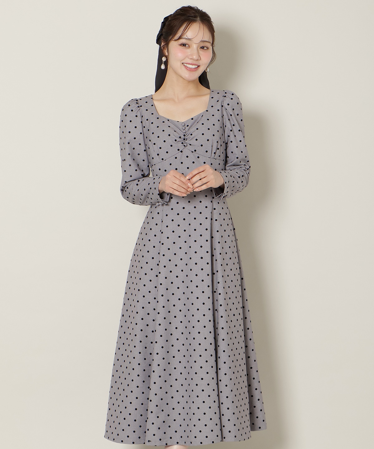 ドットフロッキーフレアワンピース