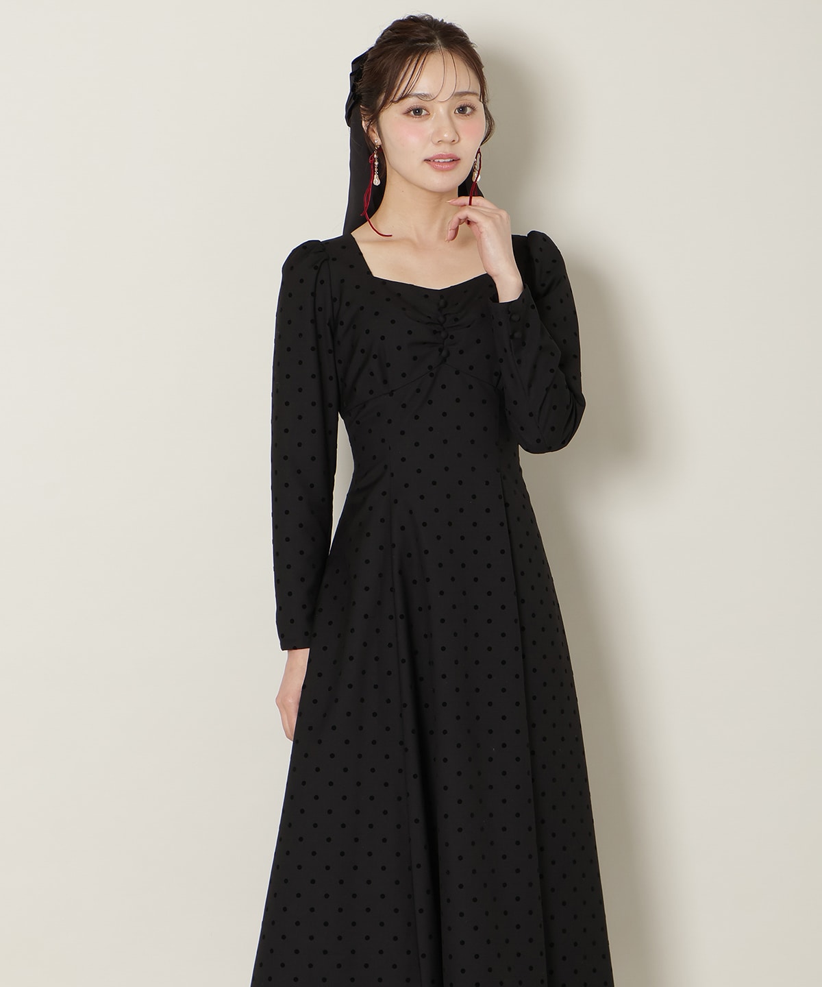 ドットフロッキーフレアワンピース
