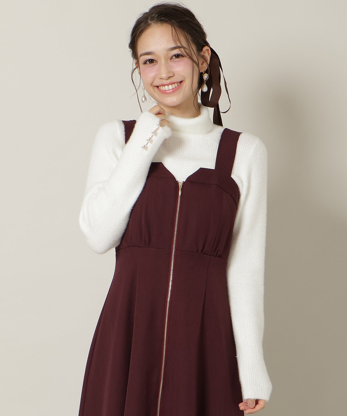 ZIPデザインフレアジャンスカ