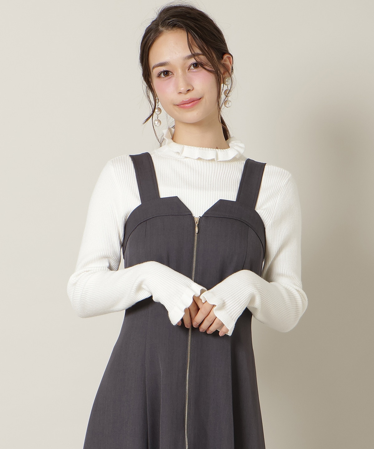 ZIPデザインフレアジャンスカ