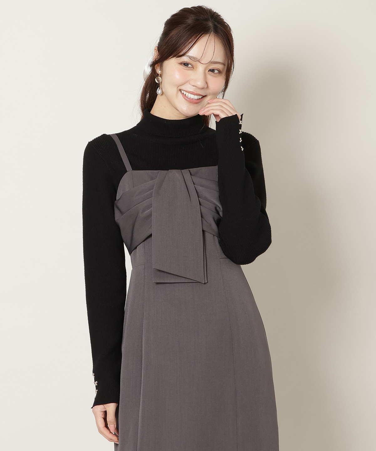 リボンデザインIラインワンピース