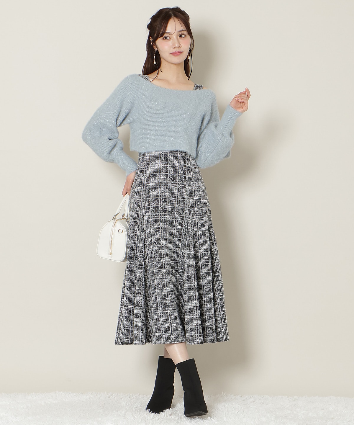 【12/5(fri)10時発売】カットツイードワンピース×フェザーニットSET