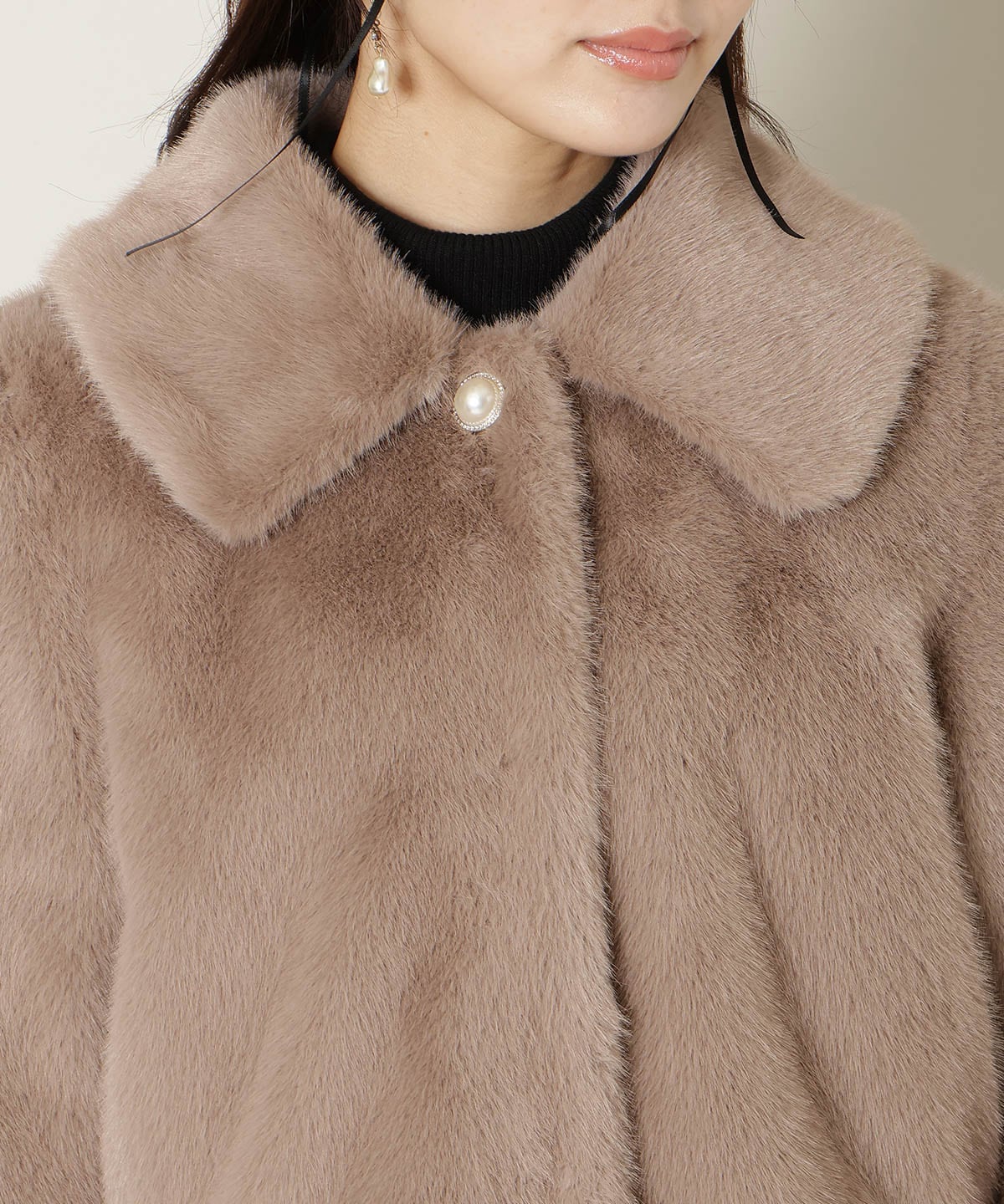 ステンカラーエコファーショートジャケット