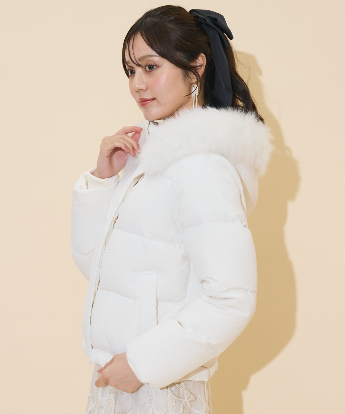 ファー付きショートダウン