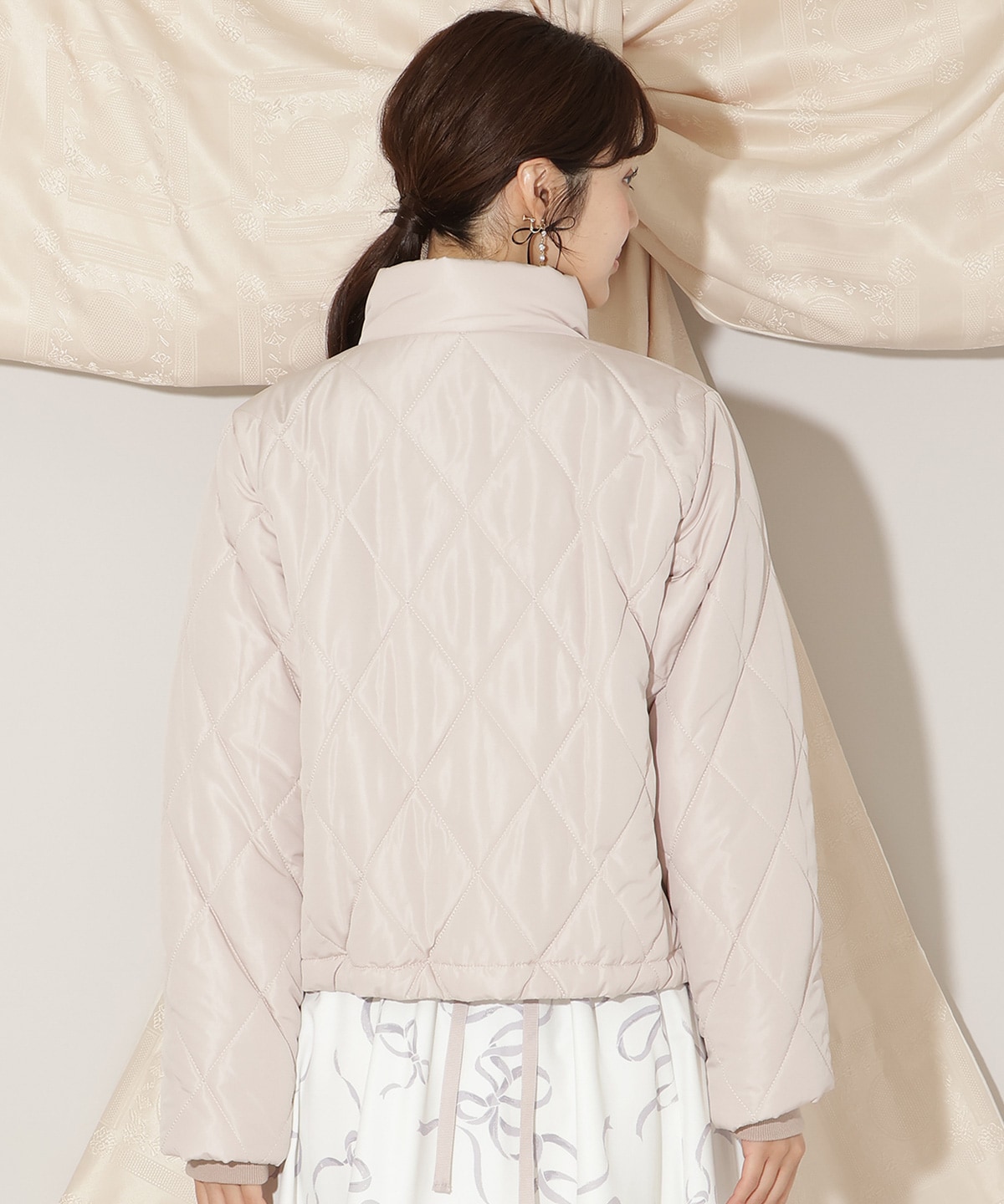 ダイヤキルティングリボン中綿ブルゾン