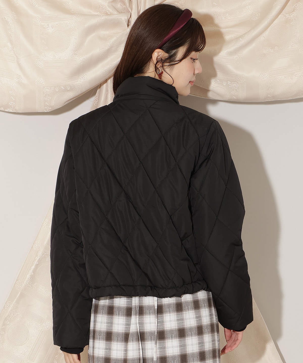 ダイヤキルティングリボン中綿ブルゾン