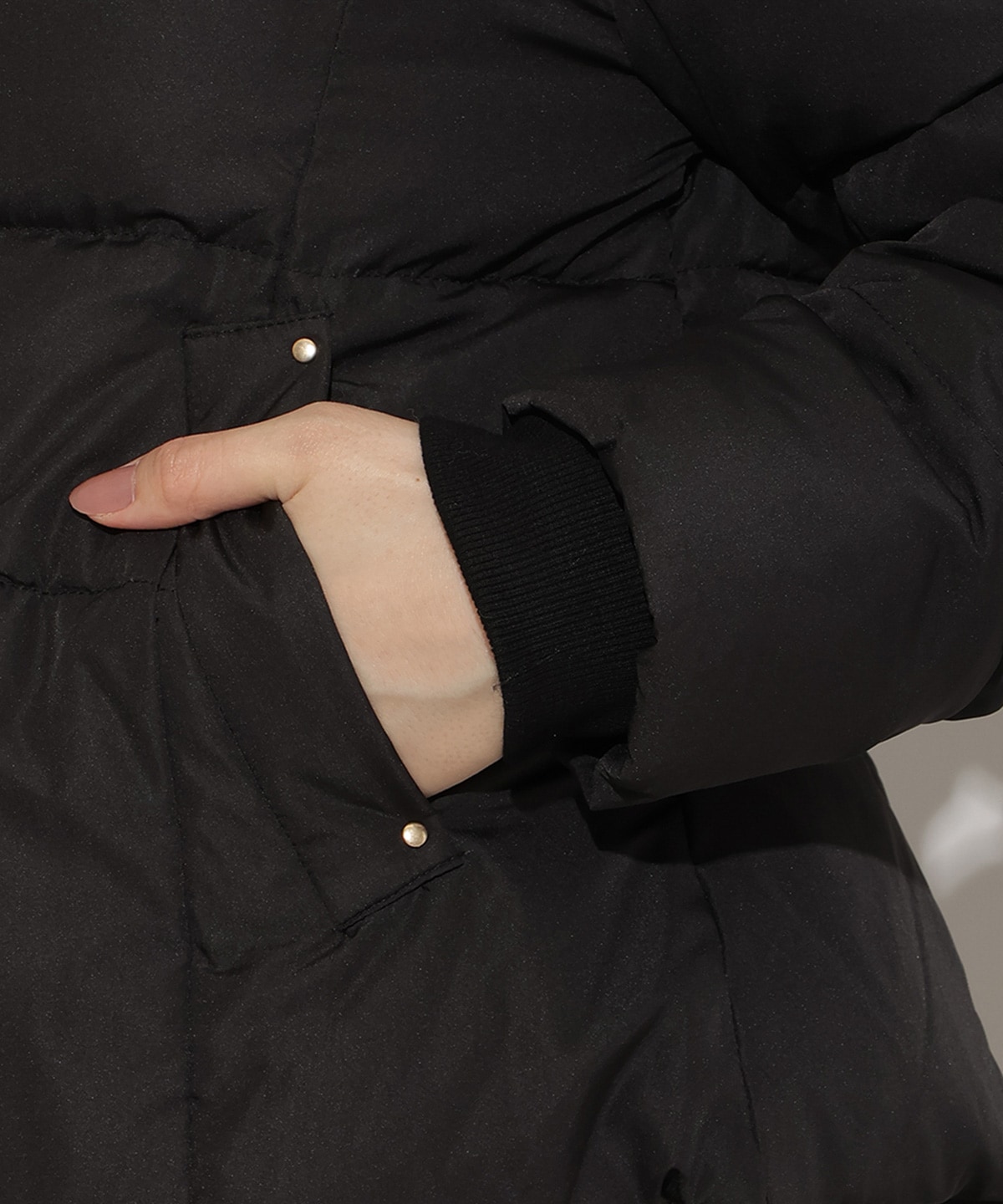 フードファーペプラムショートダウン