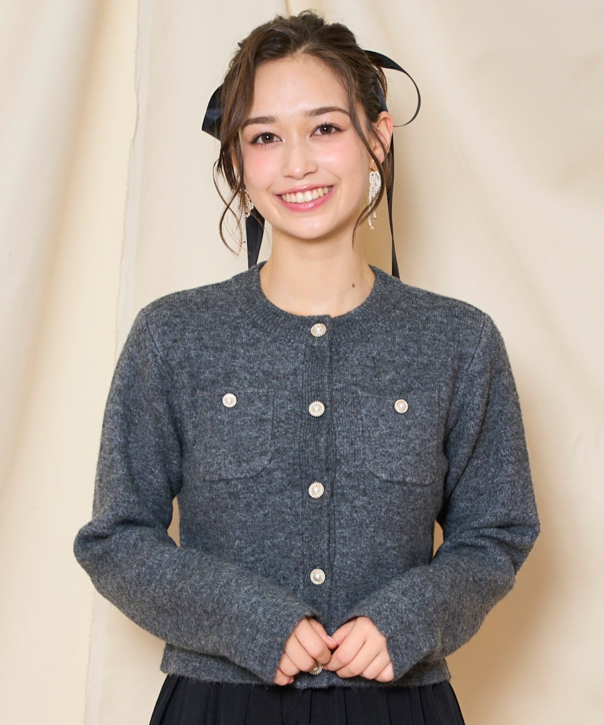 【再入荷予約受付中】モヘアライクニットジャケット