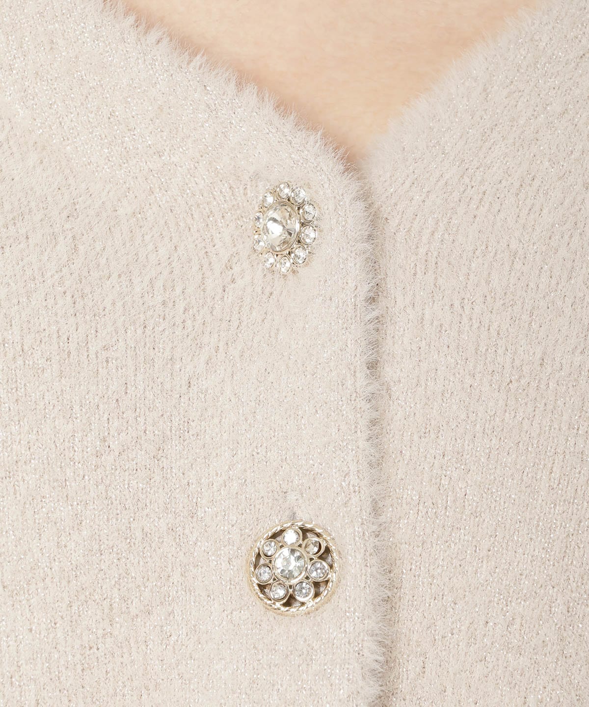 【新色追加】アソートボタンラメフェザーカーディガン