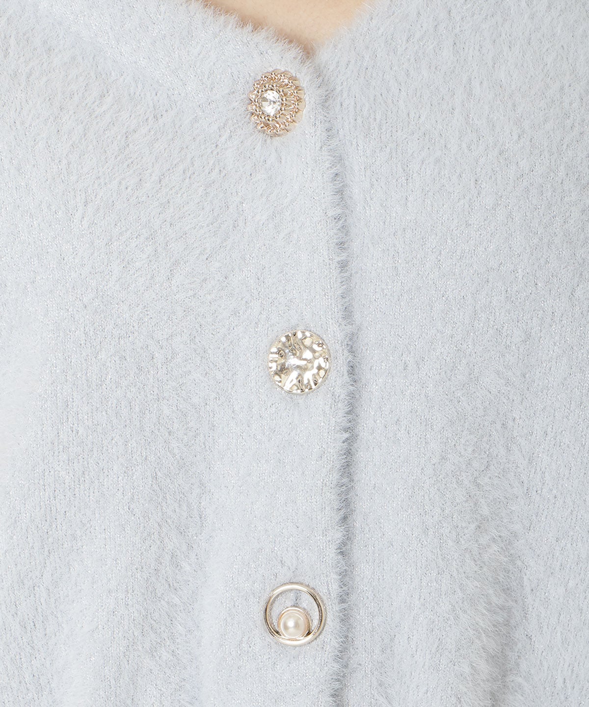 【軽やかラメフェザー】Vネックドロップショルダーカーディガン