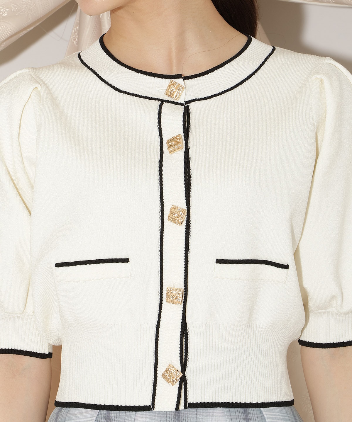 配色ラインタックスリーブカーディガン