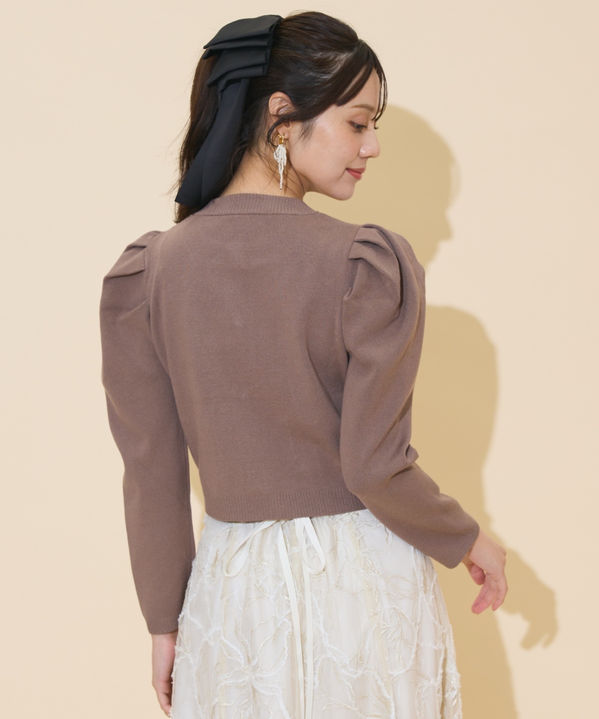 タックスリーブニットカーディガン