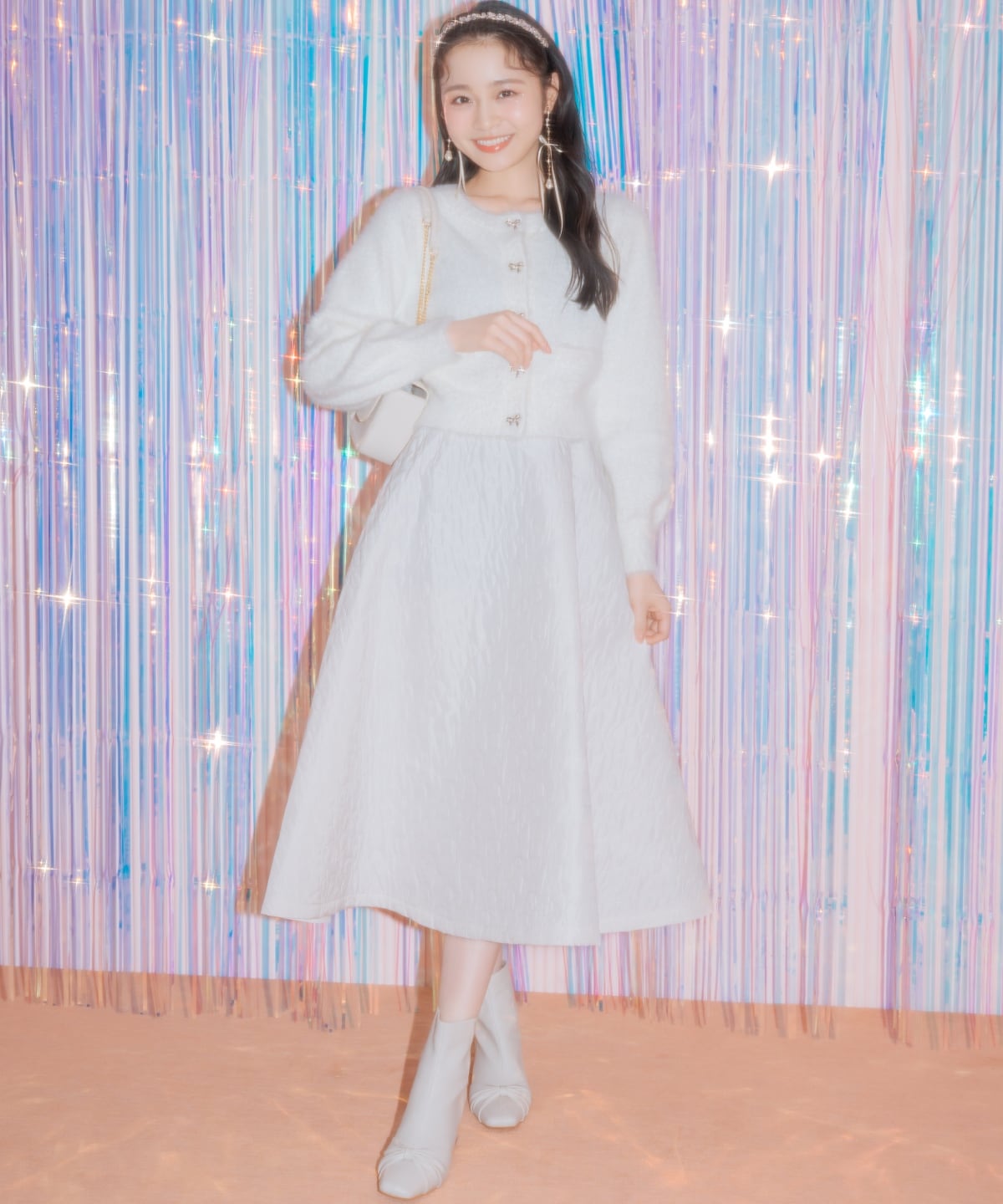 【1/1(thu)10時発売 New Year's Item】リボンボタンフェザーカーディガン