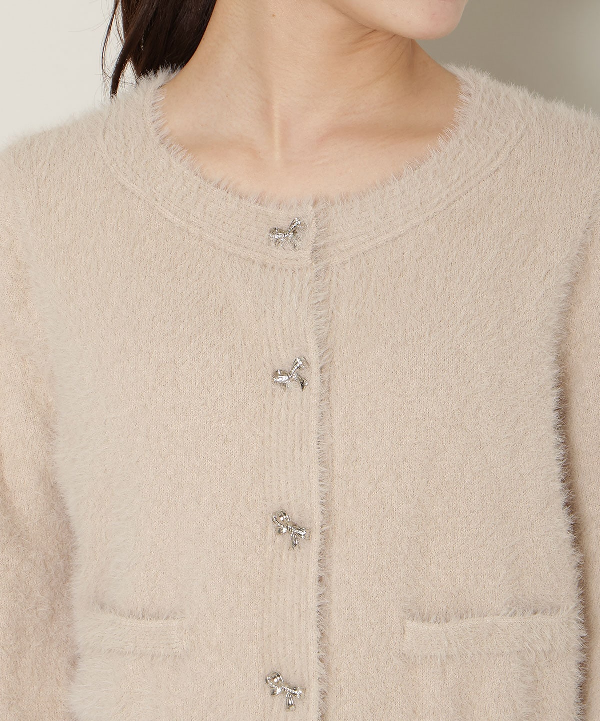 【1/1(thu)10時発売 New Year's Item】リボンボタンフェザーカーディガン