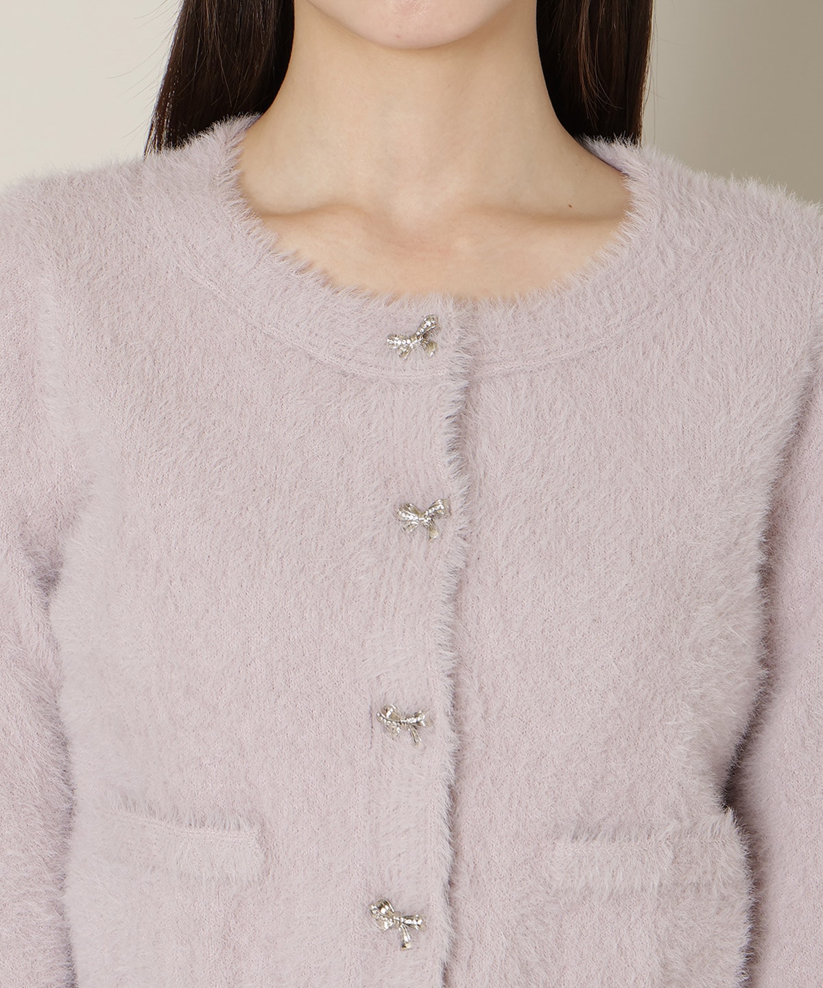 【1/1(thu)10時発売 New Year's Item】リボンボタンフェザーカーディガン