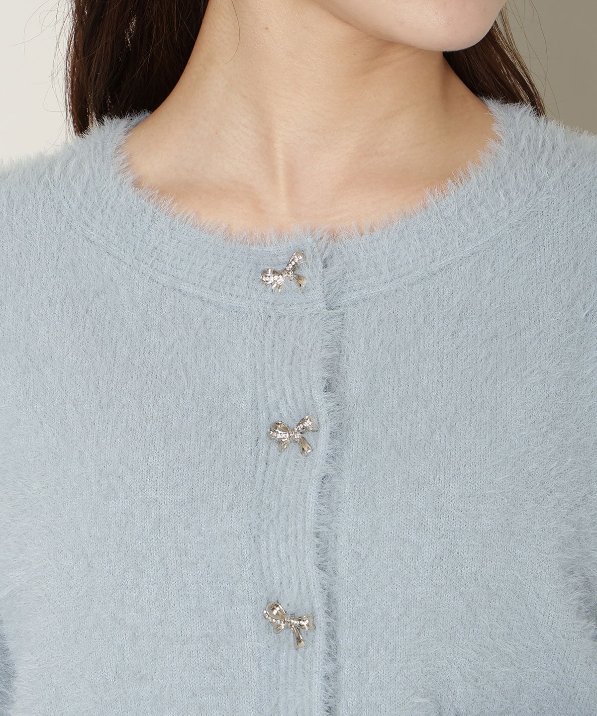 【1/1(thu)10時発売 New Year's Item】リボンボタンフェザーカーディガン