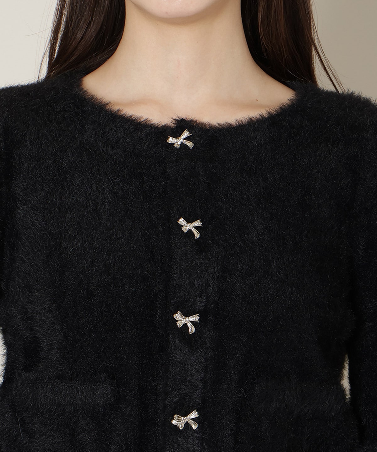 【1/1(thu)10時発売 New Year's Item】リボンボタンフェザーカーディガン