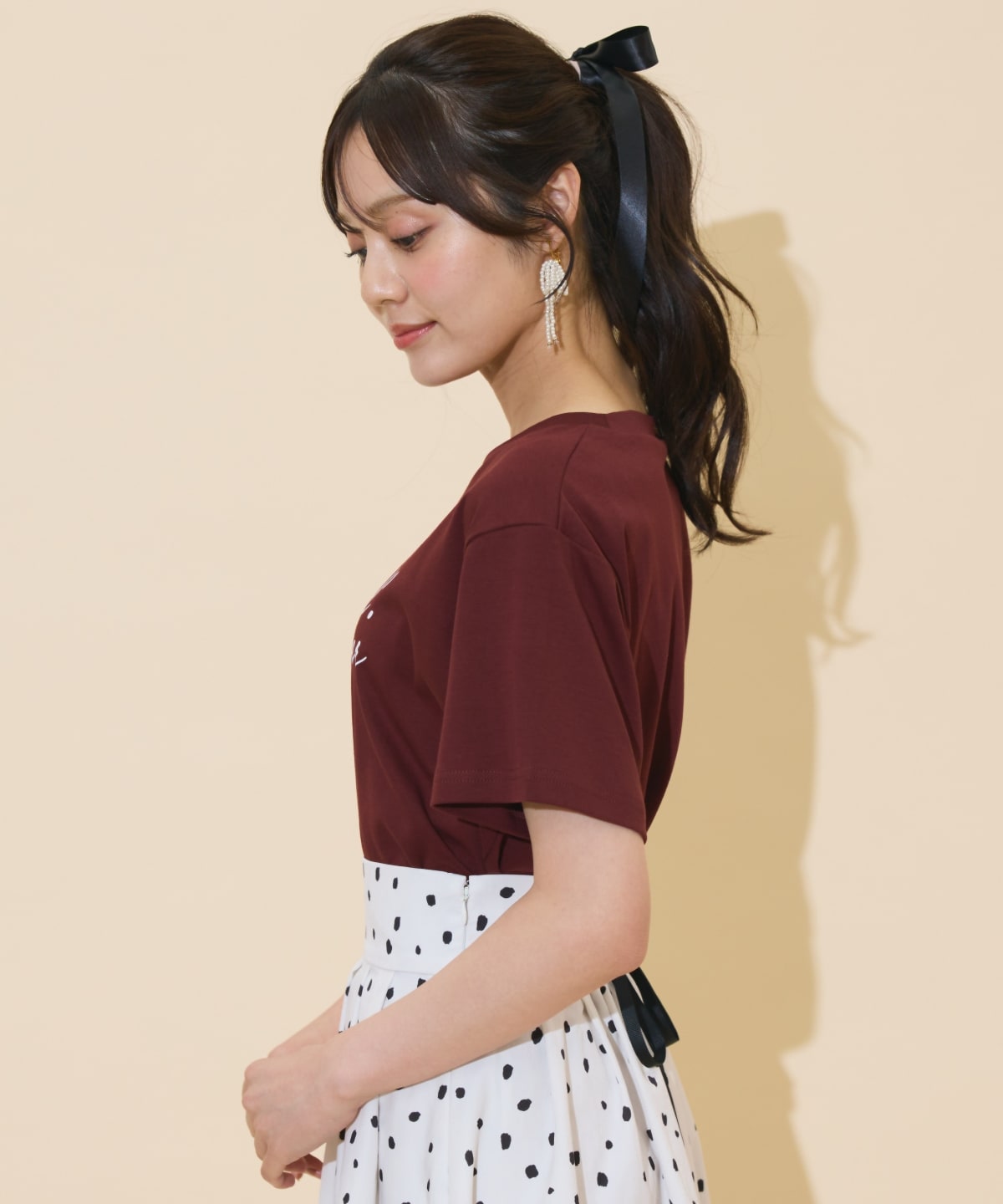 ドロップショルダーロゴTシャツ