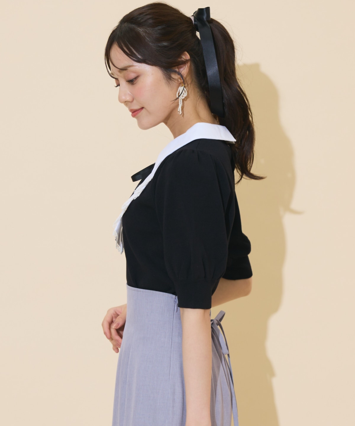 レースラッフルプルオーバー