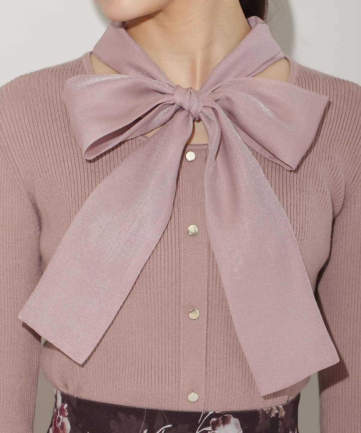 シアーリボンニット