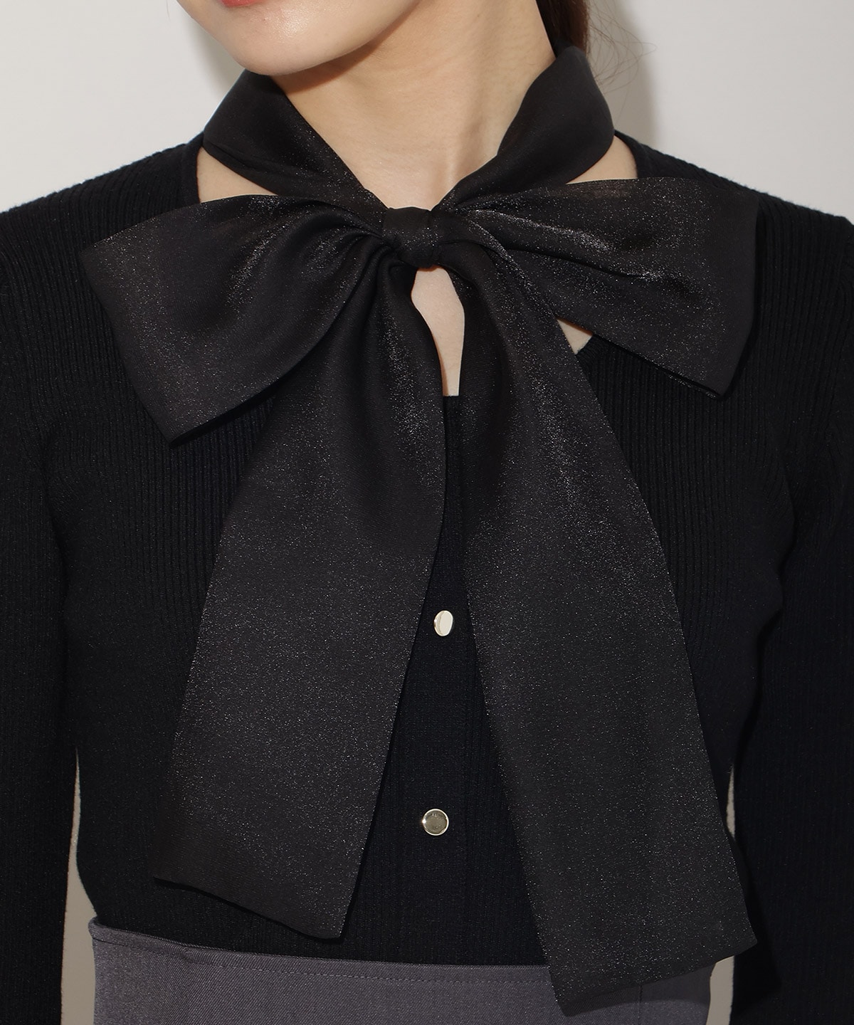 シアーリボンニット